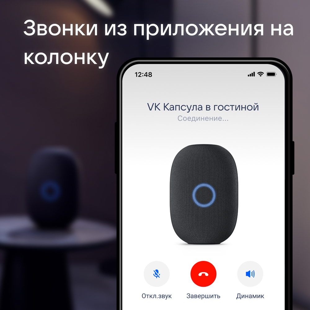 Умная колонка Капсула с голосовым помощником Марусей от VK, Темно-серая:  купить по цене 8 990 рублей в интернет магазине МТС