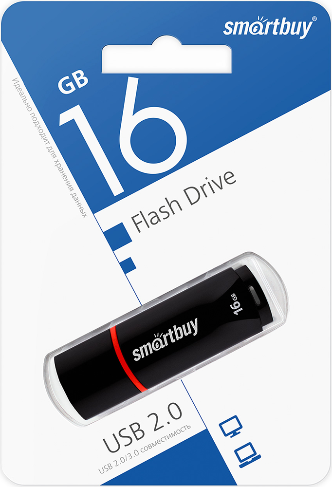 USB Flash Smartbuy 16GB USB2.0 Crown Черный: купить по цене 649 рублей ...