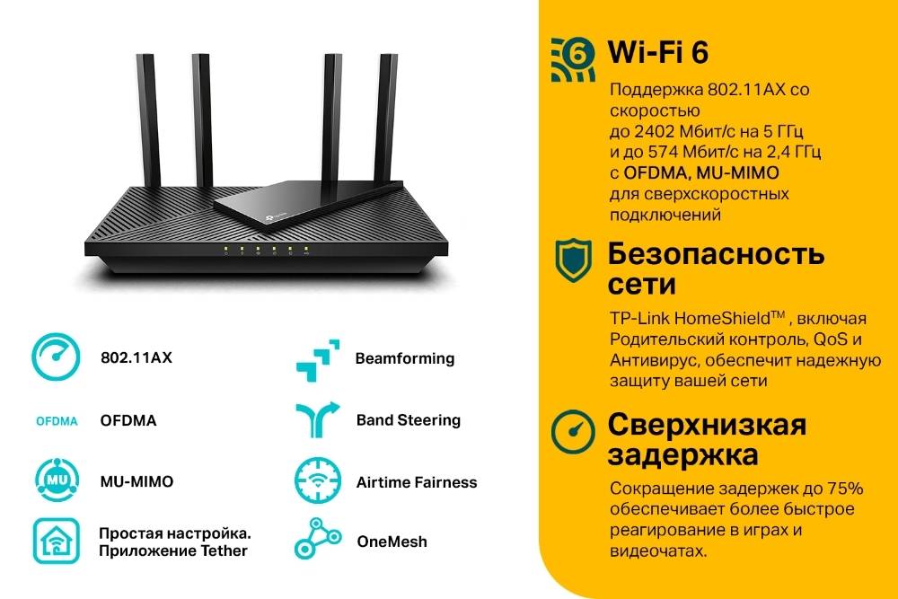 Роутер TP-Link Archer AX55 Черный: купить по цене 8 890 рублей в ...
