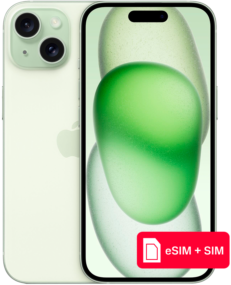 Смартфон Apple iPhone 15 256Gb eSIM + SIM Зеленый: купить по цене 97 990  рублей в интернет магазине МТС