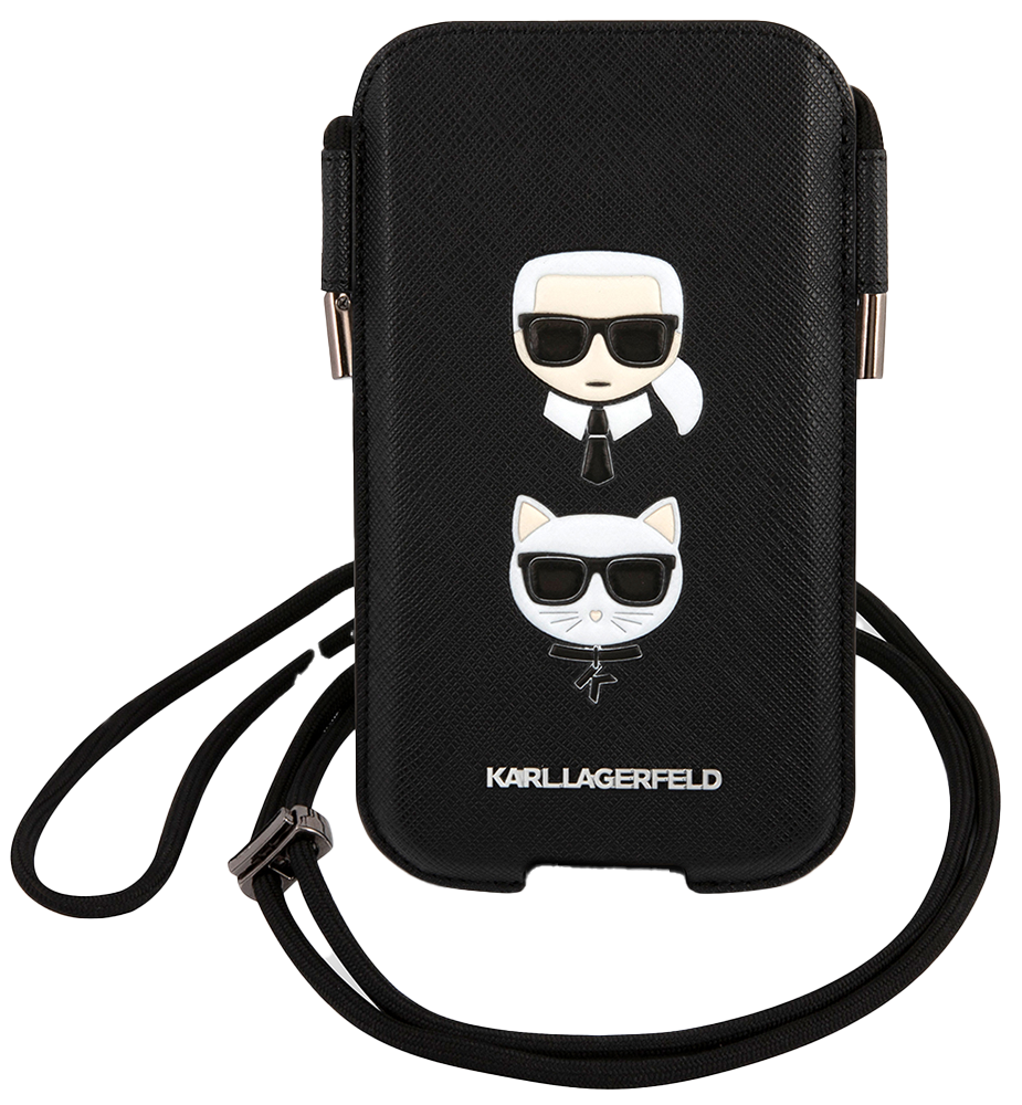 Чехол Karl Lagerfeld для смартфонов Pouch PU Saffiano Karl & Choupette M  size Черный: купить по цене 2 002 рубля в интернет магазине МТС