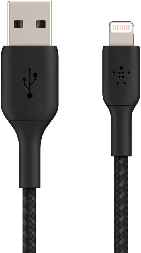 Дата кабель Belkin CAA002bt1MBK USB A Lightning 1м плетеный Black