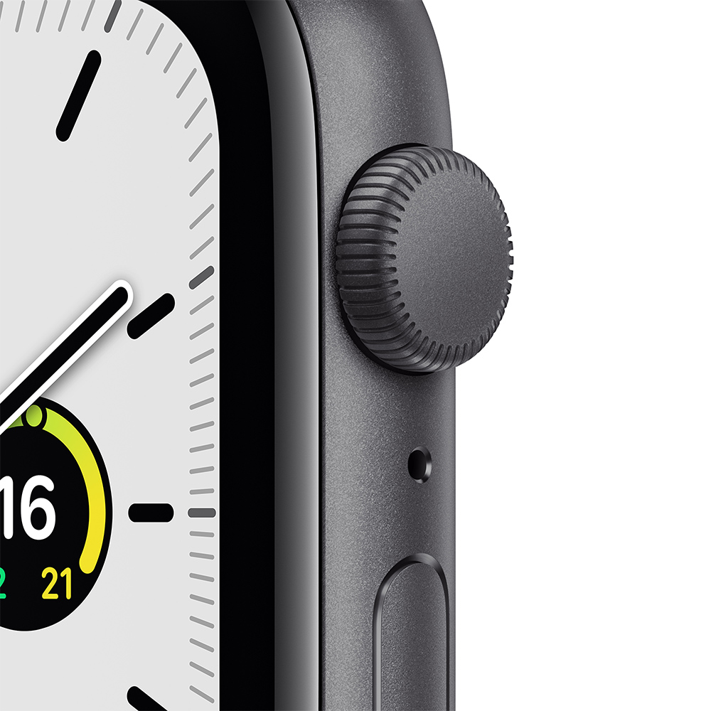 Часы Apple Watch SE GPS 44мм корпус из алюминия серый космос + ремешок  черный (MKQ63RU/A): купить по цене 27 990 рублей в интернет магазине МТС