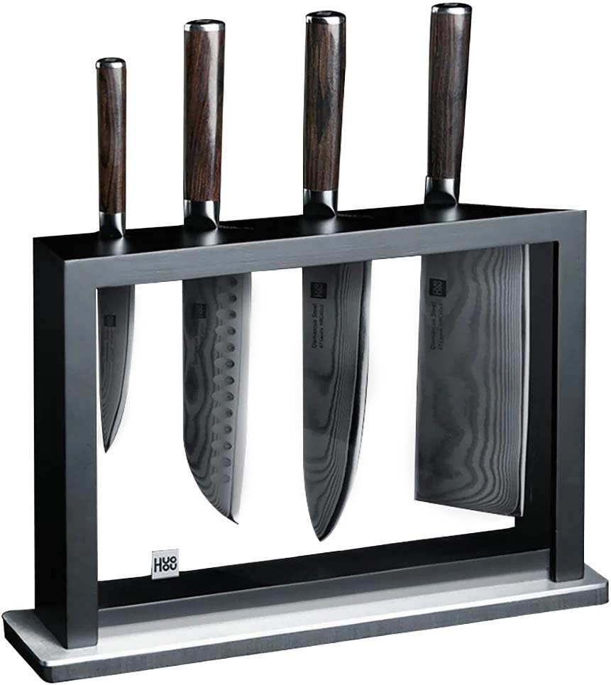 Набор ножей HuoHou Damascus Kitchen Knife Set из дамасской стали 4+1 Black:  купить по цене 19 990 рублей в интернет магазине МТС