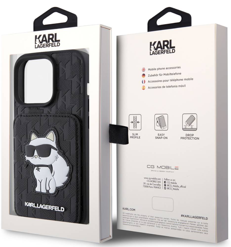 Чехол-накладка Karl Lagerfeld для iPhone 15 Pro Pu Saffiano Case with  Cardslots and Stand Monogram Черный (KLHCP15LSAKCNSCK): купить по цене 3  990 рублей в интернет магазине МТС