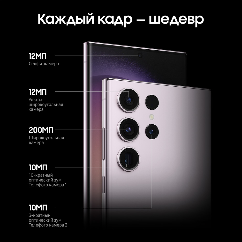Смартфон Samsung Galaxy S23 Ultra 5G 12/256Gb Лавандовый: технические ...