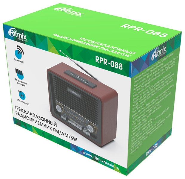Портативный радиоприемник Ritmix RPR-088 Black: купить по цене 2 090 ...