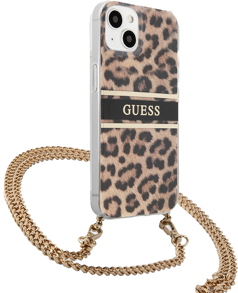 Чехол-накладка Guess для iPhone 13 PC|TPU Hard+Gold crossbody chain  Леопардовый: технические характеристики и описание – Интернет – магазин МТС