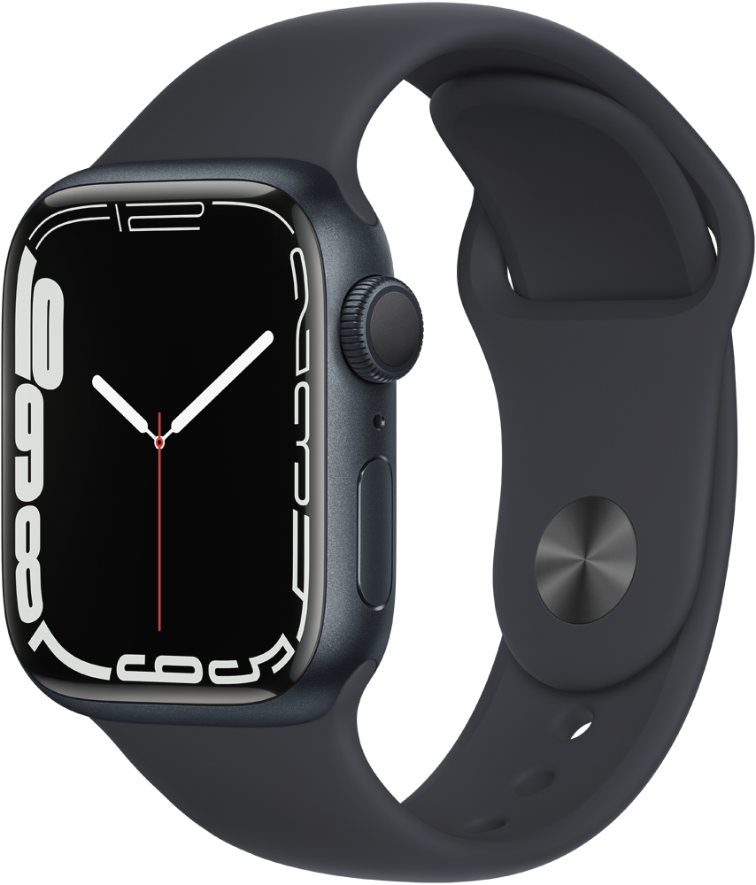 Apple Watch Series 7 GPS 41мм корпус из алюминия Темная ночь + ремешок Черный (MKMX3RU/A)