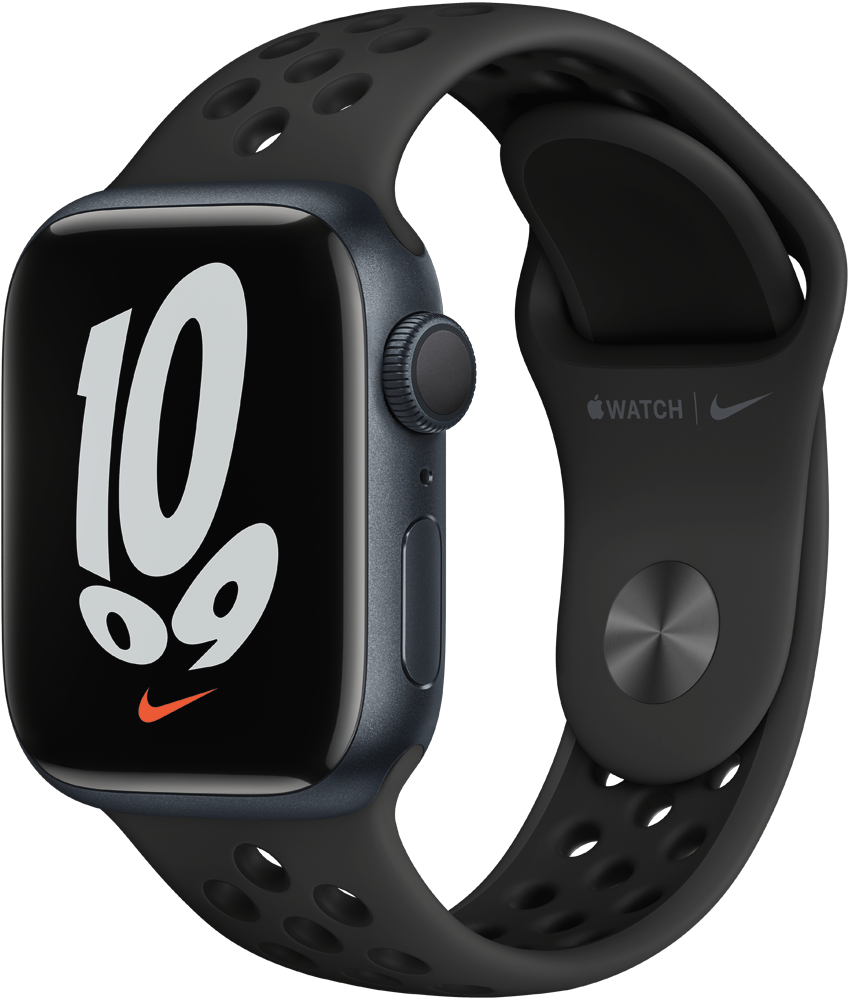Apple Watch Nike Series 7 GPS 41мм корпус из алюминия Темная ночь + ремешок Черный (MKN43RU/A)