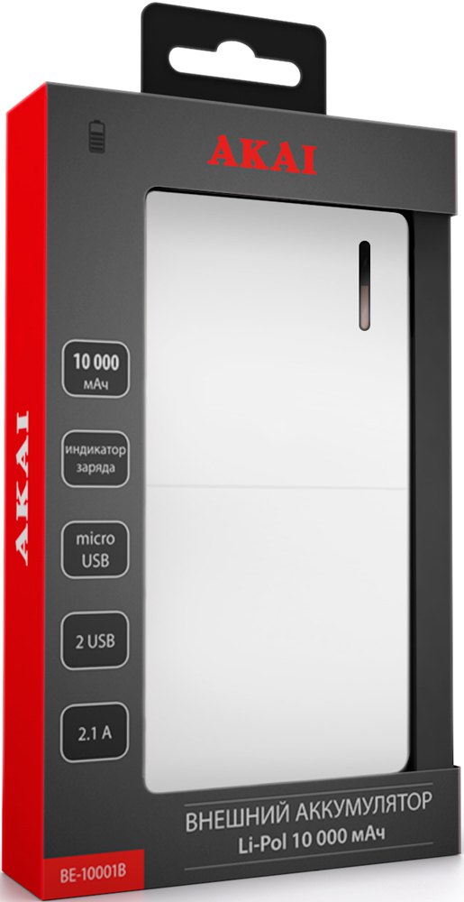 Внешний аккумулятор Akai BE-10001B 10000mAh White: купить по цене 290 ...