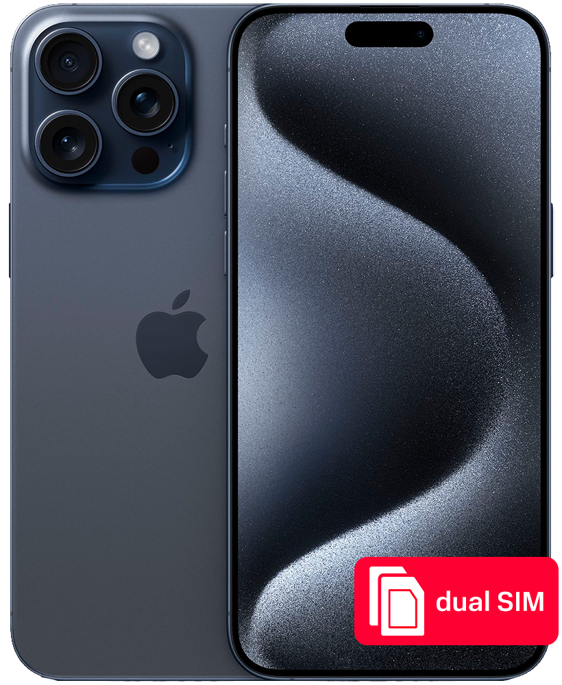 Смартфон Apple iPhone 15 Pro Max 512Gb SIM + SIM Синий титан: купить по  цене 189 990 рублей в интернет магазине МТС