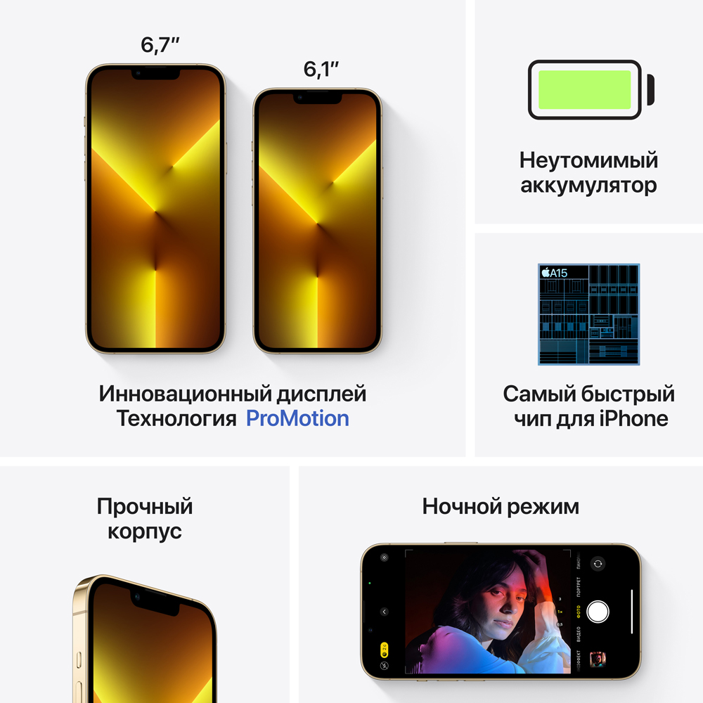 Смартфон Apple iPhone 13 Pro Max 256Gb Золотой «Отличное состояние ...