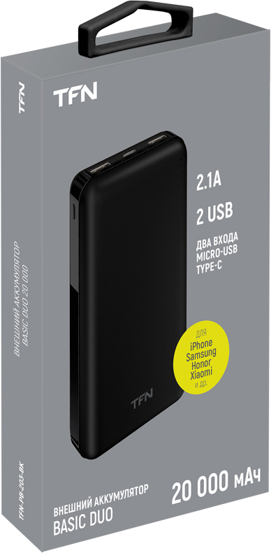 Внешний аккумулятор TFN Basic Duo 20000mAh Black: купить по цене 990 ...