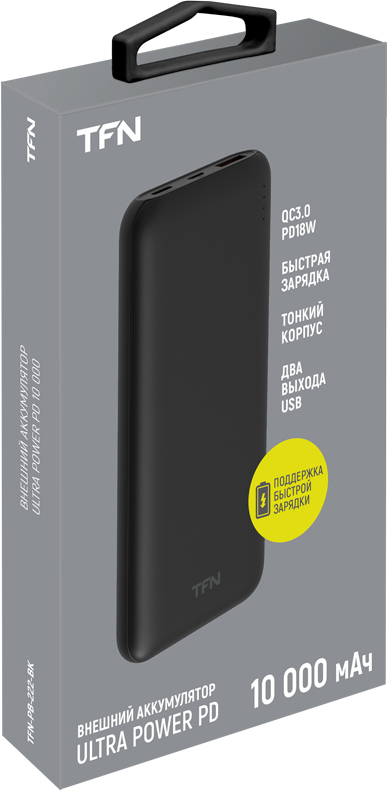 Внешний аккумулятор TFN Slim Duo2 10000mAh c функцией Power Delivery ...