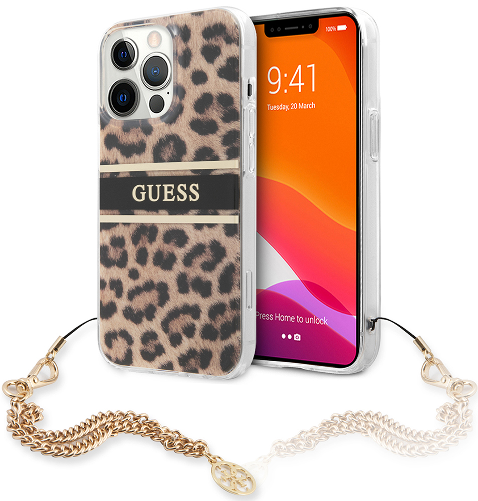 Чехол-накладка Guess для iPhone 13 Pro Max PC|TPU Hard+Gold charm  Леопардовый: купить по цене 2 190 рублей в интернет магазине МТС