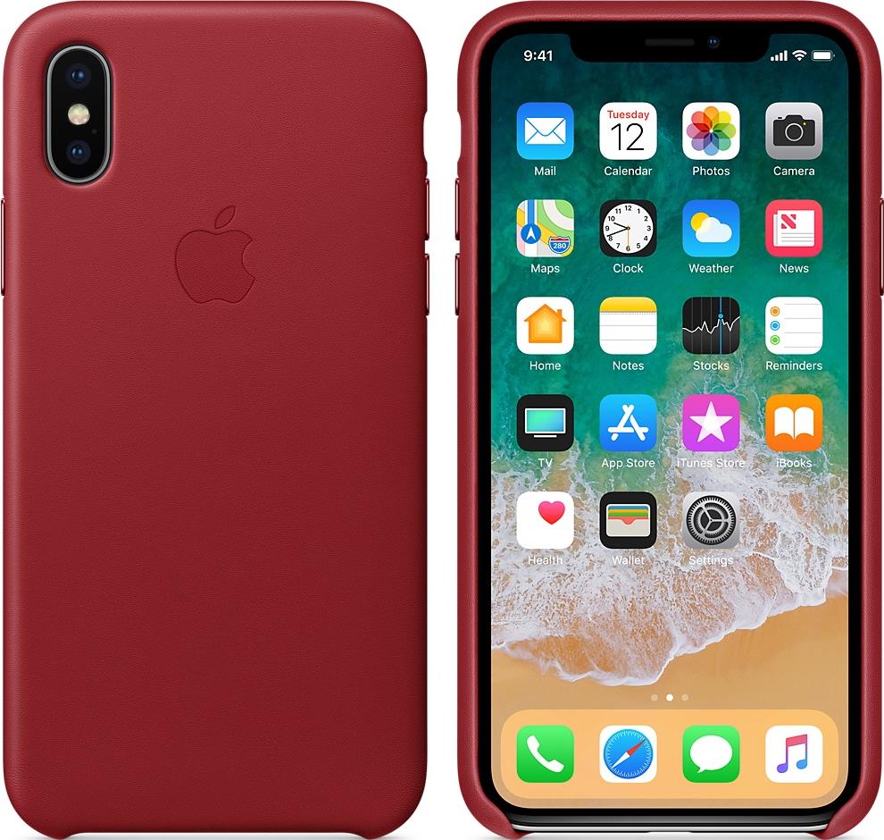 Клип-кейс Apple iPhone X кожаный красный: купить по цене 99 рублей в  интернет магазине МТС