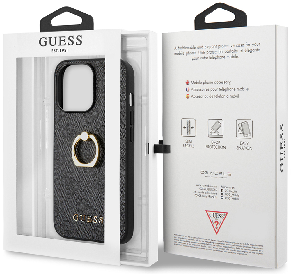 Чехол-накладка Guess для iPhone 13 Pro PU 4G+Ring Hard Серый: технические  характеристики и описание – Интернет – магазин МТС