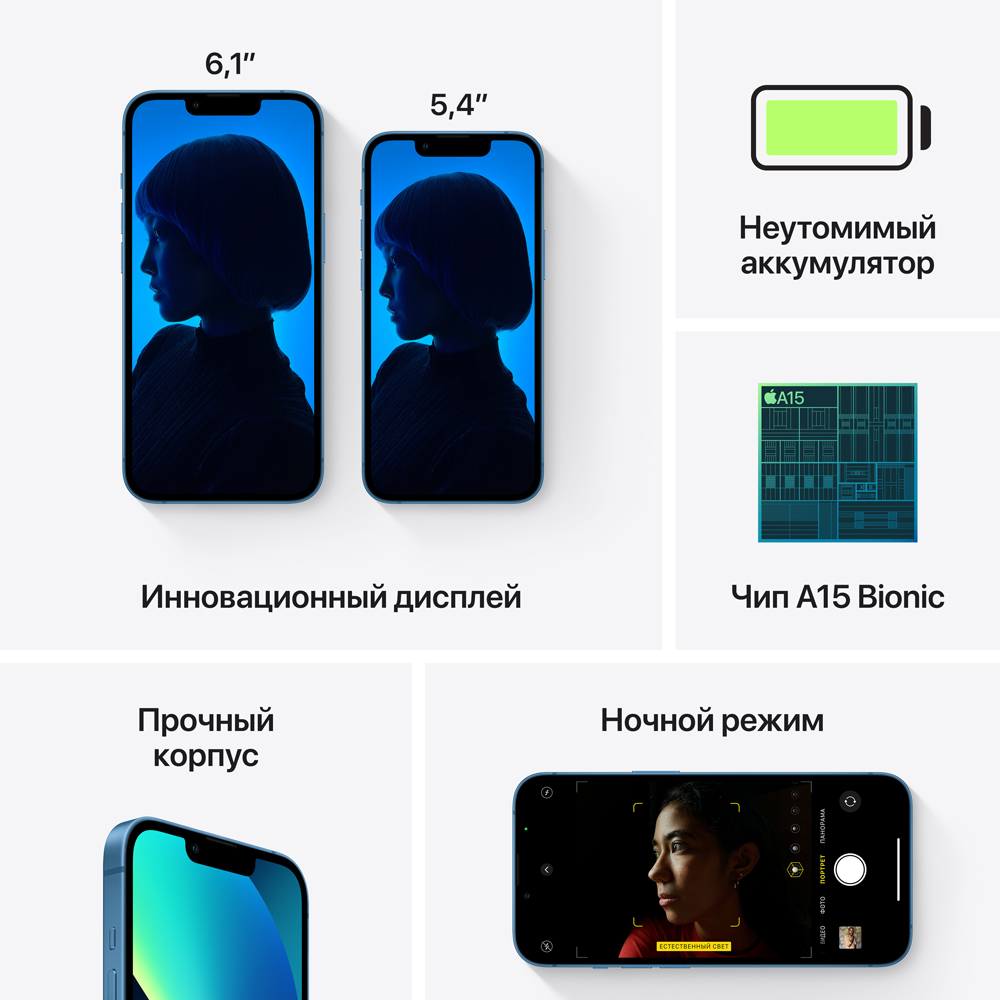 Смартфон Apple iPhone 13 128Gb Синий «Как новый»: купить по цене 47 990  рублей в интернет магазине МТС