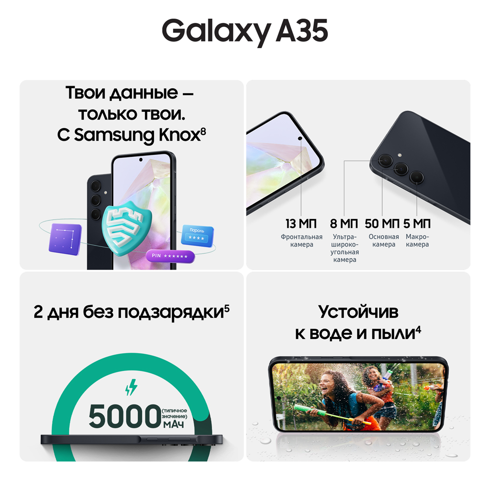 Смартфон Samsung Galaxy A35 8/256 Гб 5G Темно-синий: купить по цене 35 990  рублей в интернет магазине МТС