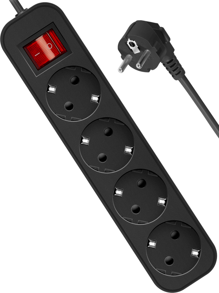 Сетевой фильтр Defender G450 5м с выключателем 4 розетки Black: купить ...