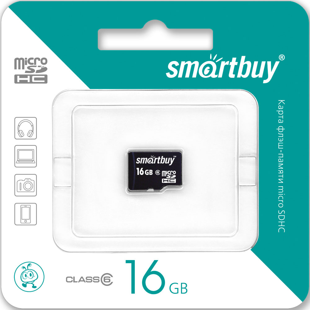 Карта памяти MicroSD Smartbuy 16GB Class 6 без адаптера Black ...