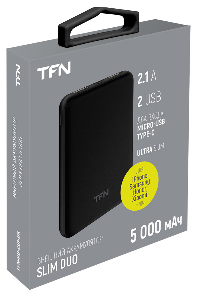 Внешний аккумулятор TFN Slim Duo 5000mAh Black: купить по цене 349 ...