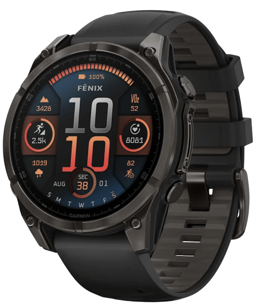 Часы GARMIN Fenix 8 AMOLED Sapphire DLC 47мм черные с силиконовым ...