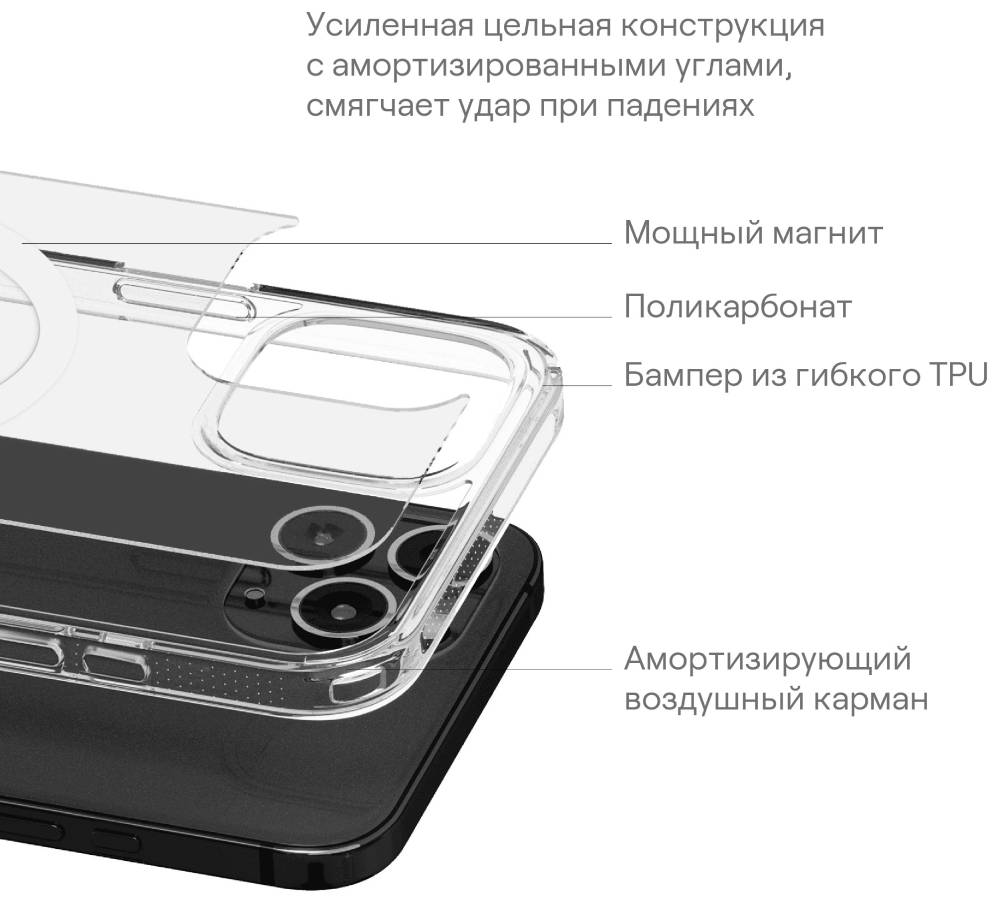 Чехол-накладка uBear Real Mag Case для iPhone 15 Pro Max Прозрачный: купить  по цене 2 900 рублей в интернет магазине МТС