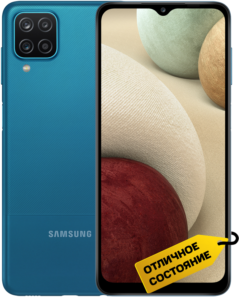 Смартфон Samsung Galaxy A12 3/32Gb MTS Launcher Синий «Отличное состояние»:  технические характеристики и описание – Интернет – магазин МТС