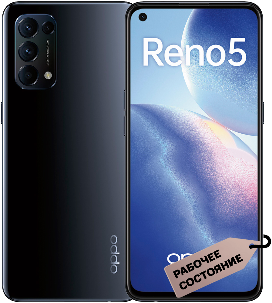 Смартфон OPPO Reno5 8/128 Гб Черный «Рабочее состояние»: купить по цене 9  990 рублей в интернет магазине МТС