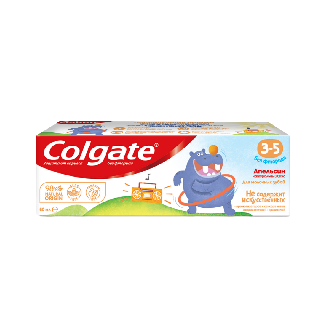 Зубная паста Colgate Kids без фтора 3-5лет Апельсин 60мл: купить по ...
