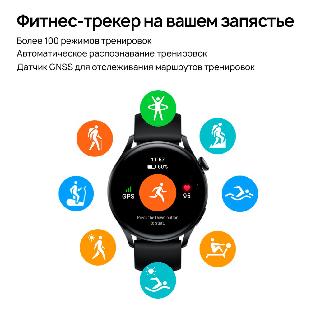 Часы HUAWEI WATCH 3 LTE 46mm Black (Galileo-L11E): купить по выгодной ...