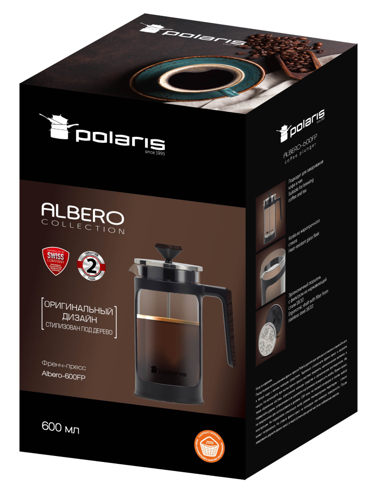 Френч-пресс Polaris Albero-600FP коричневый: купить по цене 1 190 ...