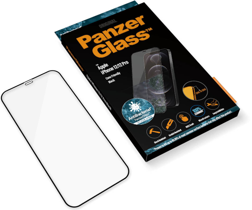 Стекло защитное PanzerGlass Apple iPhone 12|12 Pro Case Friendly AB черная  рамка: купить по цене 950 рублей в интернет магазине МТС