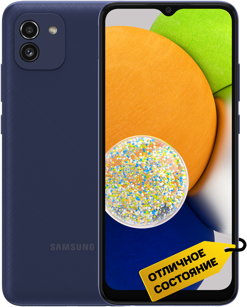 Смартфон Samsung Galaxy A03 3/32Gb Синий «Отличное состояние»: технические  характеристики и описание – Интернет – магазин МТС