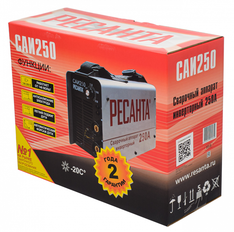 Сварочный аппарат инверторный Ресанта САИ 250 Серый/Черный: купить по ...