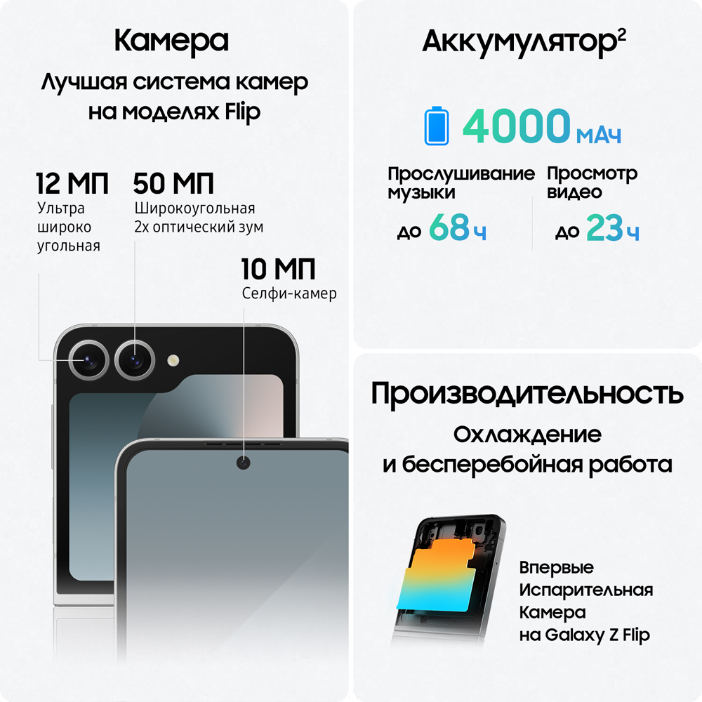 Смартфон Samsung Galaxy Z Flip6 12/512 Гб Голубой: купить по цене 104 ...