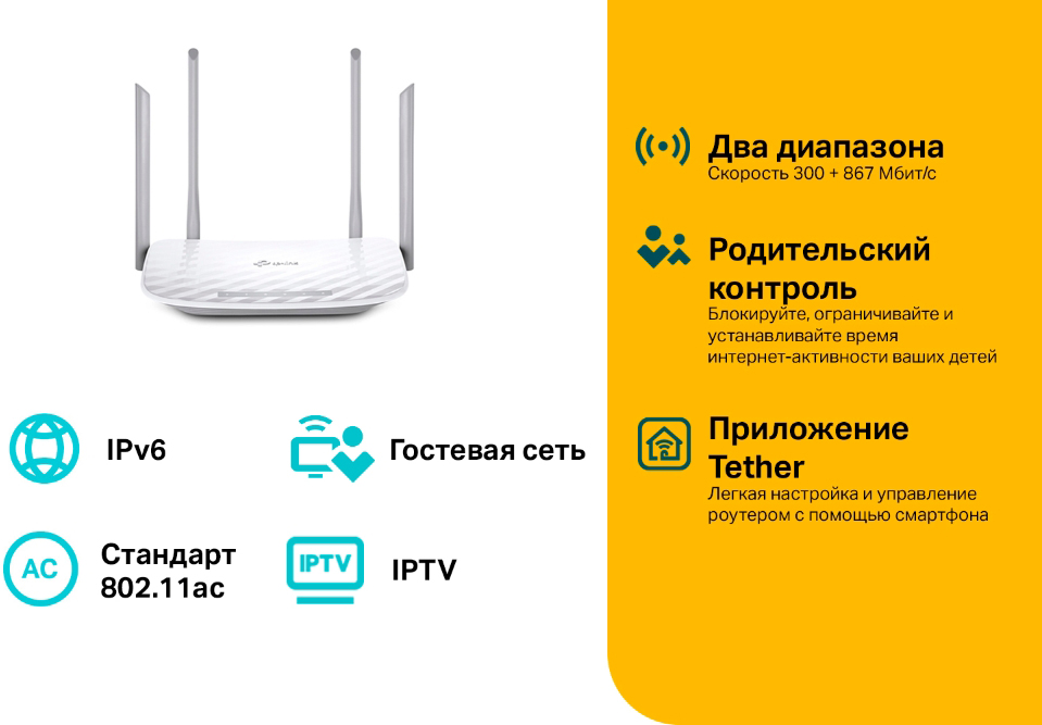 Роутер TP-Link Archer A5 Белый: технические характеристики и описание ...