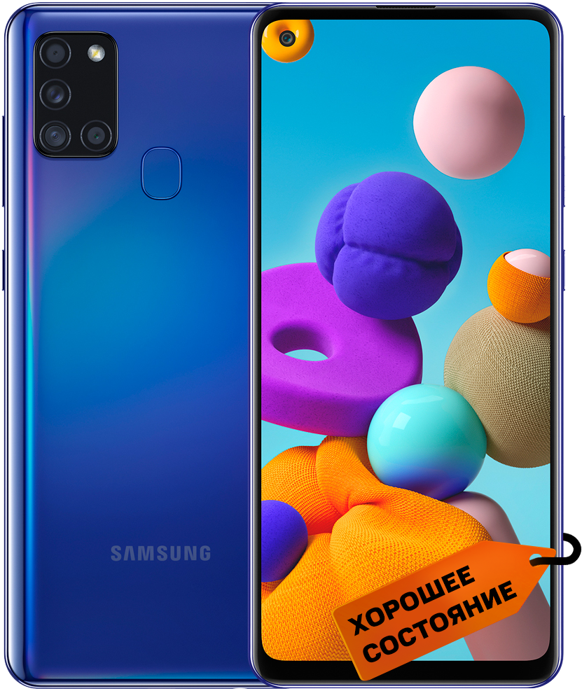 Смартфон Samsung Galaxy A21s 4/64Gb Синий «Хорошее состояние»: купить по  цене 11 290 рублей в интернет магазине МТС