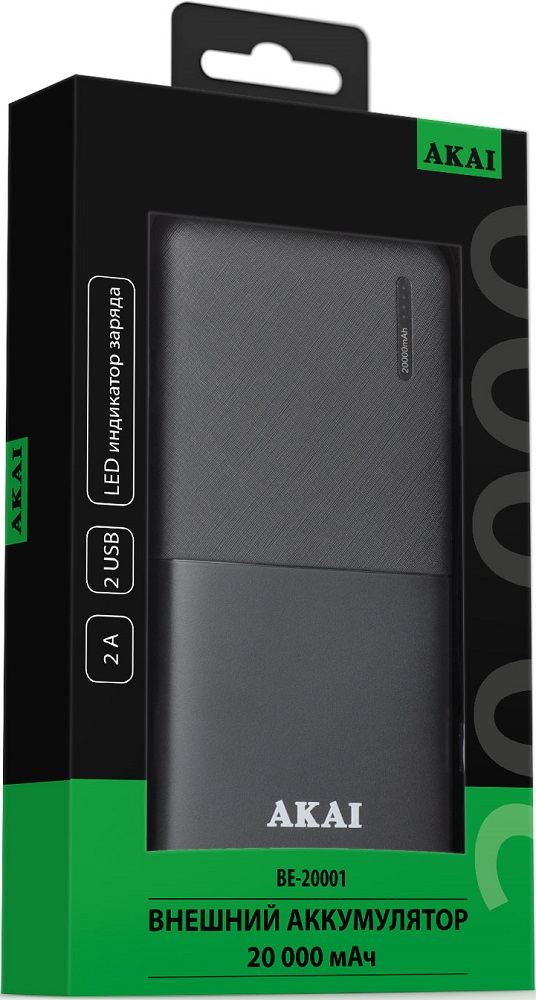 Внешний аккумулятор Akai BE-20001 20000mAh Black: купить по цене 490 ...