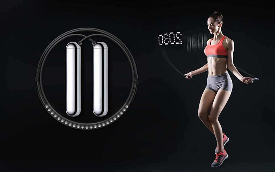 Умная скакалка Tangram Factory Smart Rope светодиодная подсветка Chrome ...